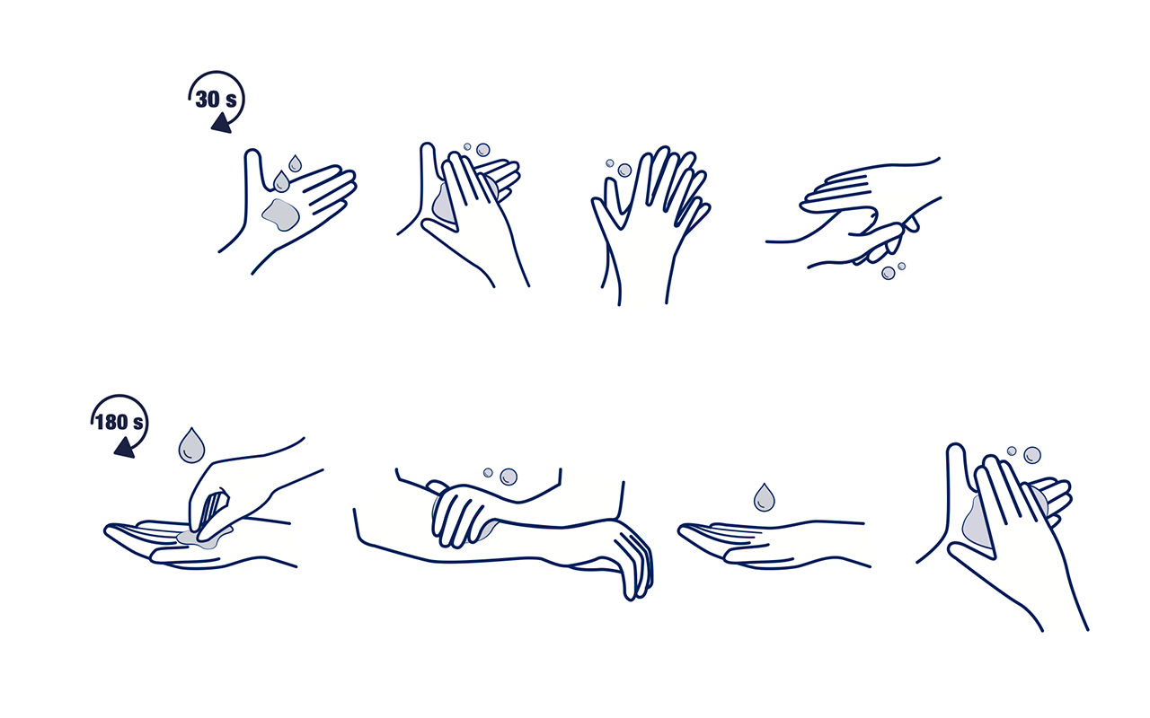 Medical illustration showing hands and tools